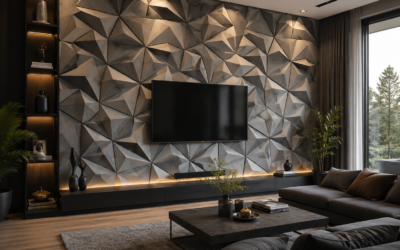 Gạch 3D Xi Măng Cho Phòng Khách Tối Giản