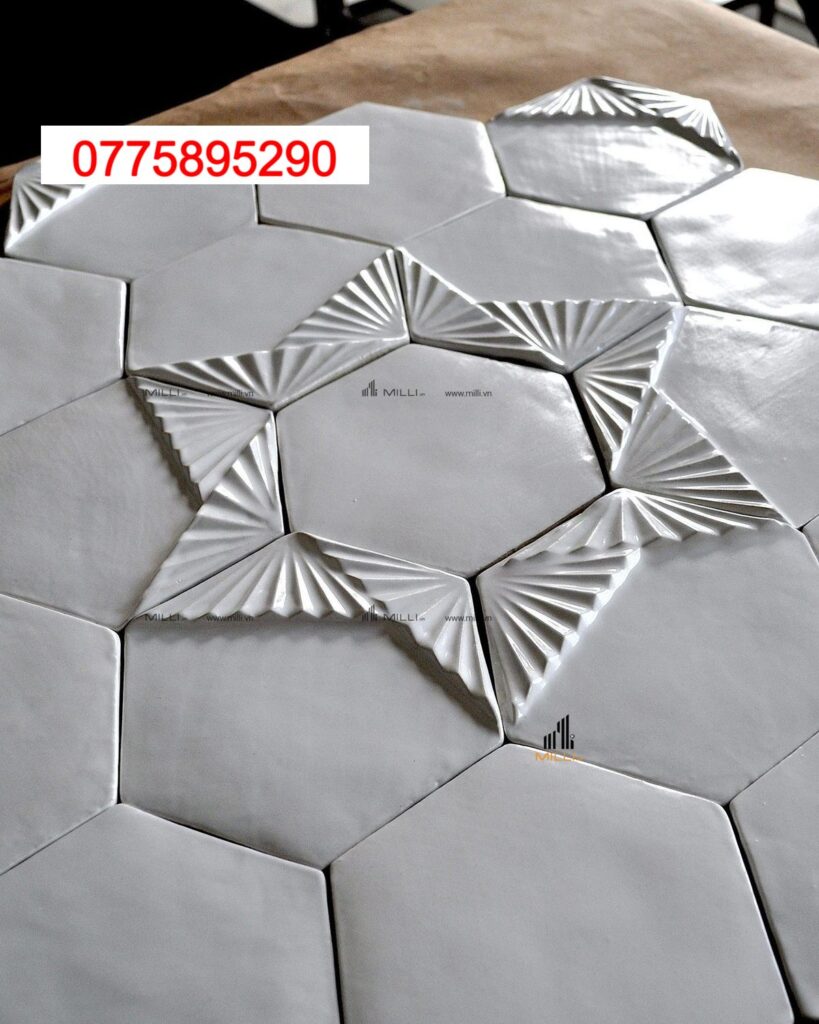 GẠCH 3D BÊ TÔNG XI MĂNG LỤC GIÁC XÁM TẠO CÁNH HOA ỐP TƯỜNG TRANG TRÍ - GẠCH 3D GIÁ RẺ MILLI HCM