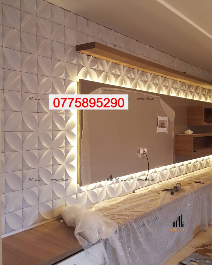 GẠCH 3D CÁNH HOA - GẠCH 3D XI MĂNG MÀU TRẮNG ỐP SAU TƯỜNG TV - GIÁ RẺ HCM - MILLI