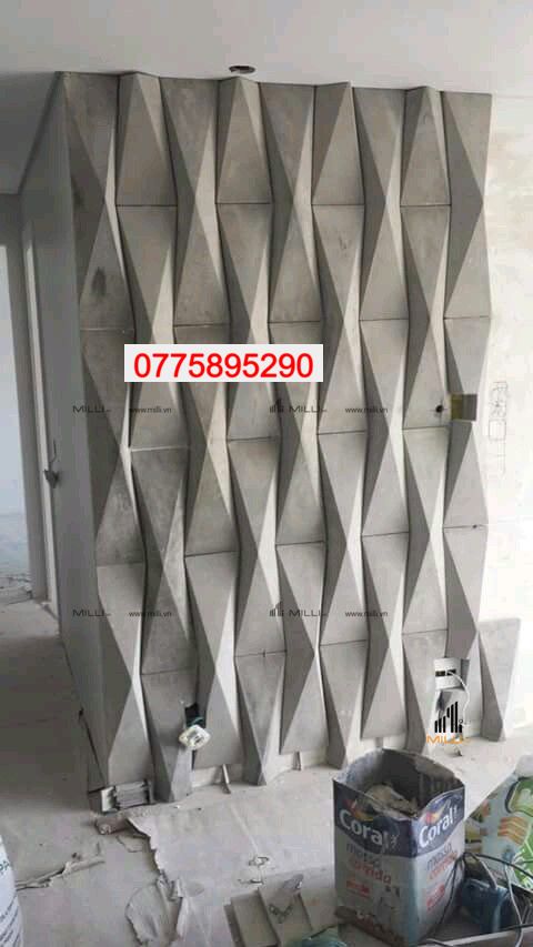 GẠCH 3D LỒI LÕM 1M VÂN NỔI - XI MĂNG MÀU TRẮNG - GẠCH 3D ỐP TƯỜNG- GIÁ RẺ HCM - MILLI