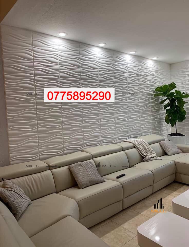 GẠCH 3D VÂN SÓNG - GẠCH 3D XI MĂNG MÀU TRẮNG ỐP TƯỜNG PHÒNG KHÁCH- GIÁ RẺ HCM - MILLI