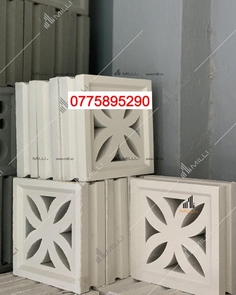 GẠCH BÔNG GIÓ Ô HÌNH HOA 4 CÁNH XI MĂNG MÀU TRẮNG GIÁ RẺ HCM - MILLI
