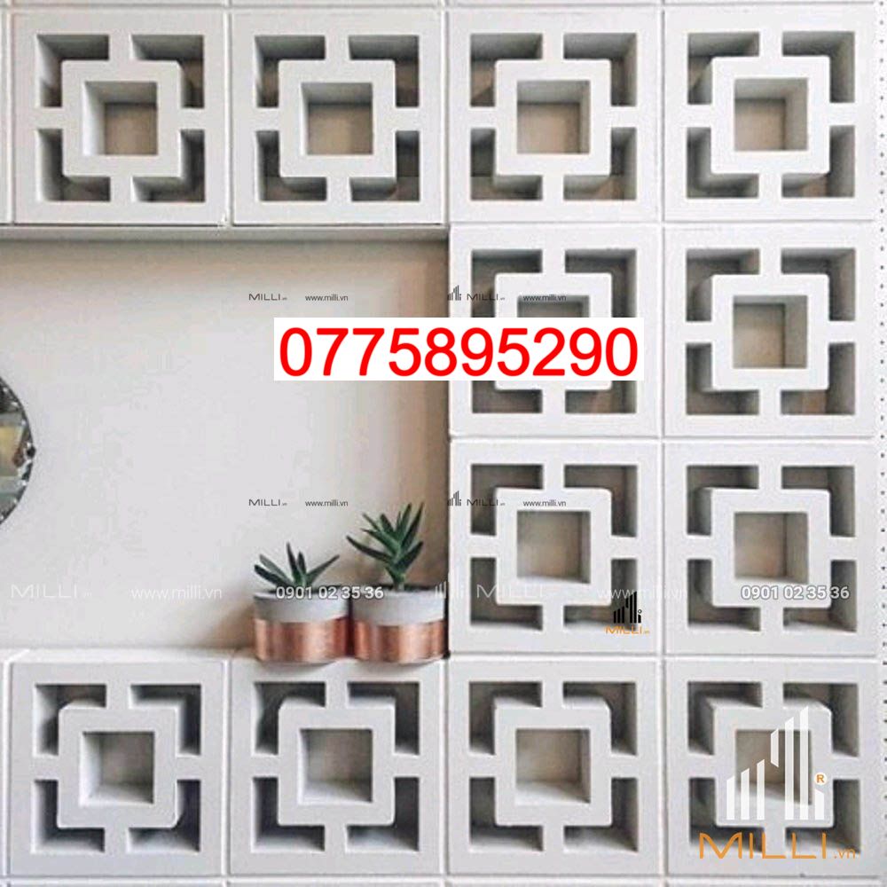 GẠCH BÔNG GIÓ Ô VUÔNG NHỎ DECOR TƯỜNG - MÀU TRẮNG - KHO GẠCH TRANG TRÍ GIÁ RẺ HCM - MILLI