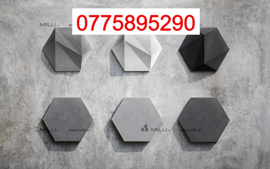 Gạch 3D Bê Tông Xi Măng Họa Tiế Lục Giác Gợn Sóng Màu Xám Trắng Giá Rẻ Ốp Tường Trang Trí MILLI HCM
