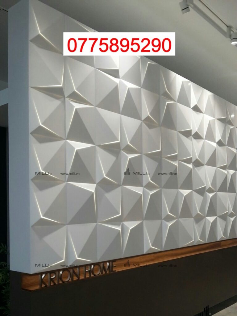 Gạch 3D Bê Tông Xi Măng Họa Tiết Hình Học Sóng Màu Trắng Giá Rẻ Ốp Tường Trang Trí MILLI HCM