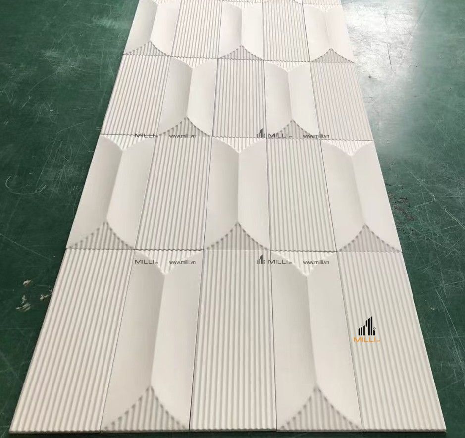 Gạch 3D chữ nhật bê tông xi măng màu trắng ốp tường Xây dựng MILLI Bình Dươn (2)