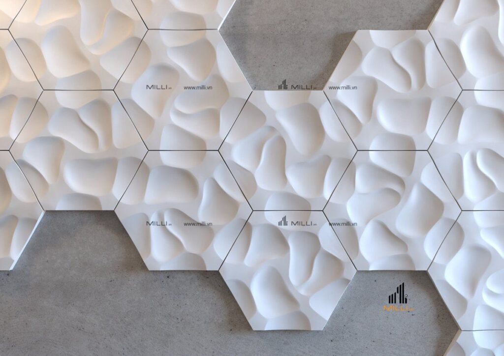 Gạch 3D hình học bê tông xi măng ốp tường Xây dựng MILLI Bình Dươn
