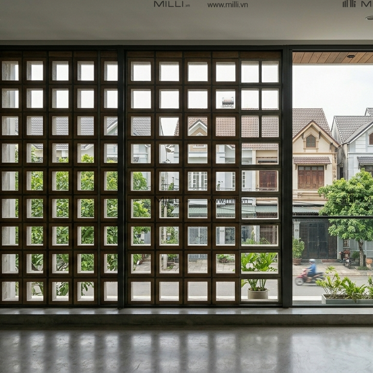 Gạch Bông Gió Ô Vuông 19 x 19m phối đường chéo xi măng giá xưởng