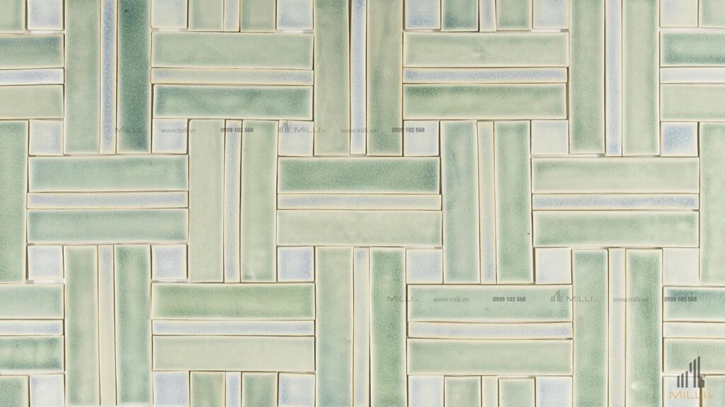 Gạch Men 3D ốp tường ceramic handmade mosaic thẻ xanh lá cây sứ sản xuất