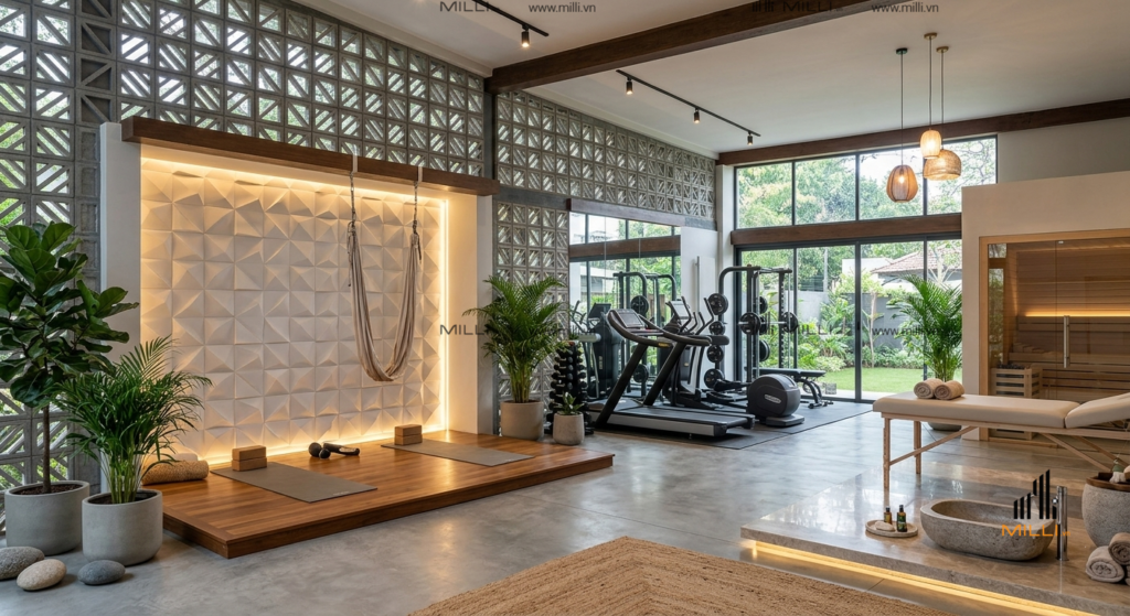 Gạch Ốp Tường 3D Bê Tông GRC Cao Cấp Milli Tiles - Hoa Tiết Kim Tự Tháp Hiện Đại màu trắng giá xưởng