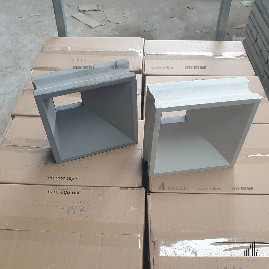 Gạch Thông gió chắn mưa lấy gió vuông vát xám trắng