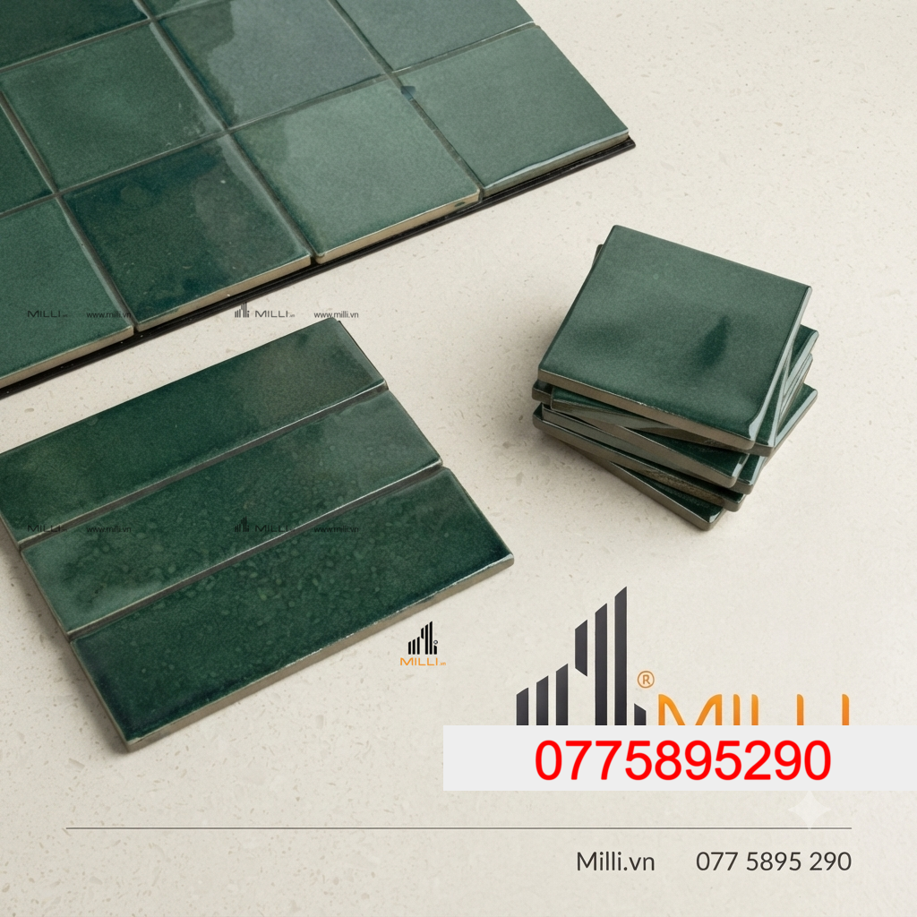 Gạch Thủ Công Màu Men Xanh Rêu Đẹp Giá Rẻ HCM – MILLI