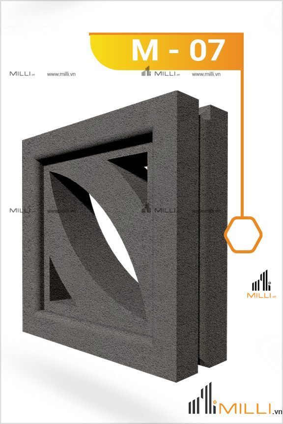Gạch bông gió chiếc lá xám xi măng decor Milli HCM 20cm x 20cm giá rẻ mẫu mới