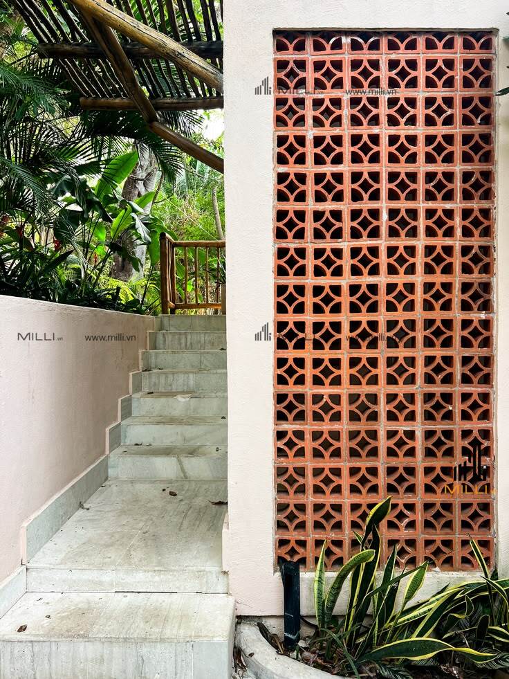 Gạch bông gió màu đất nung tường rào sân vườn Milli HCM 20cm x 20cm giá rẻ mẫu mới