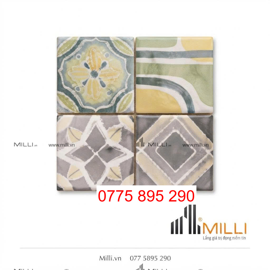 Gạch ceramic họa tiết hoa văn cổ điển ốp tường ốp lát vintage retro MILLI giá rẻ Hồ Chí Minh