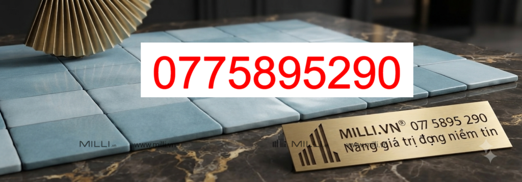 Gạch ốp tường ceramic handmade - gạch gốm thủ công ô vuông màu xanh - Milli - gạch giá rẻ HCM