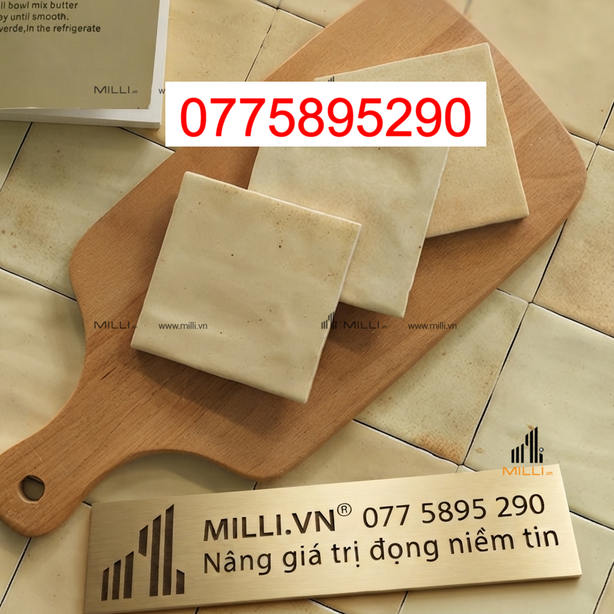Gạch ốp tường ceramic handmade - gạch gốm thủ công ô vuông - Milli - gạch giá rẻ HCM