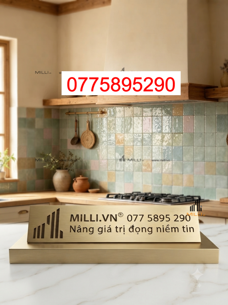 Gạch ốp tường ceramic handmade - gạch gốm thủ công ô vuông ốp nhà bếp - Milli - gạch giá rẻ HCM