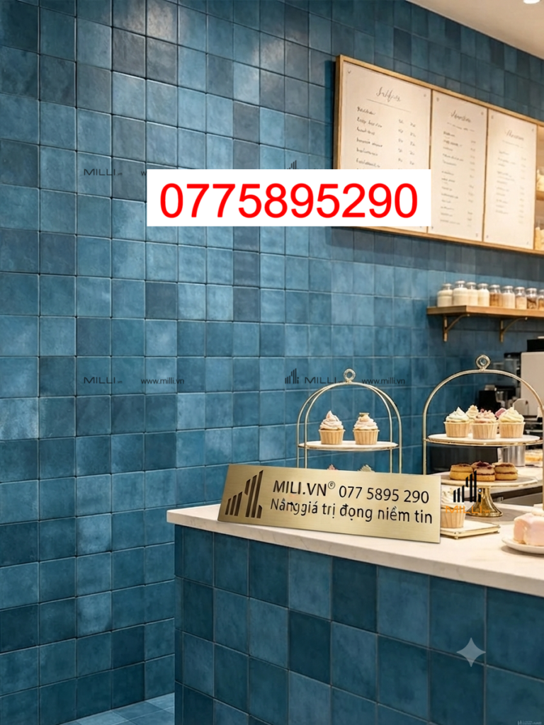 Gạch Ceramic Thủ Công Handmade Ốp Tường Trang Trí Màu Xanh- MILLI Bình Dương HCM Giá rẻ