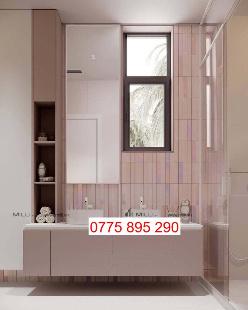 Gạch thẻ màu hồng pastel ốp tường MILLI giá rẻ HCM