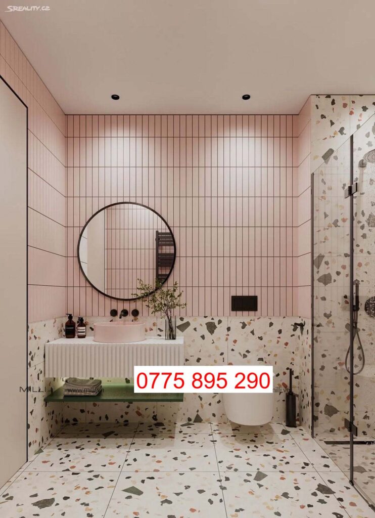 Gạch thẻ màu hường pastel ốp tường nhà vệ sinh MILLI giá rẻ đẹp chất lượng HCM