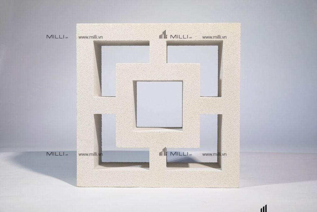 Gạch thông gió ô vuông nhỏ màu trắng làm hàng rào Milli HCM 30cm x 30cm giá rẻ mẫu mới