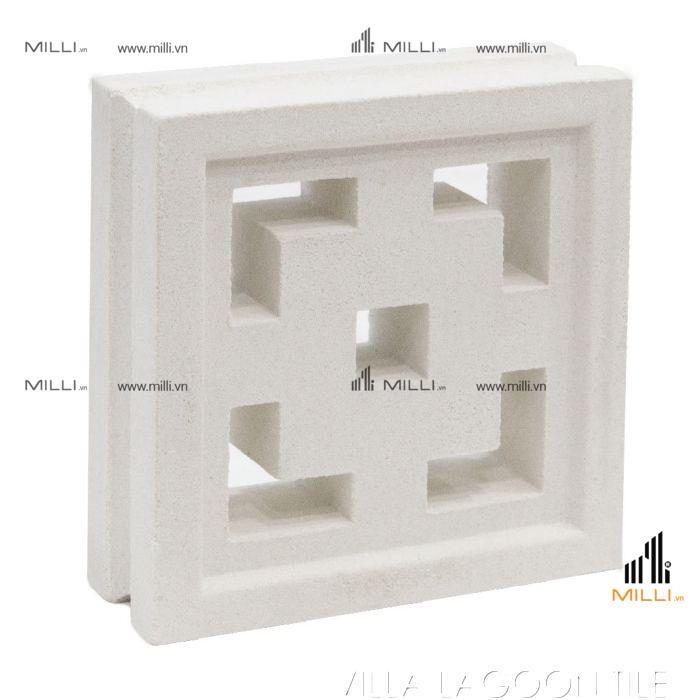 Gạch bông gió ô vuông nhỏ xi măng trắng deocer Milli HCM 20cm x 20cm giá rẻ mẫu mới