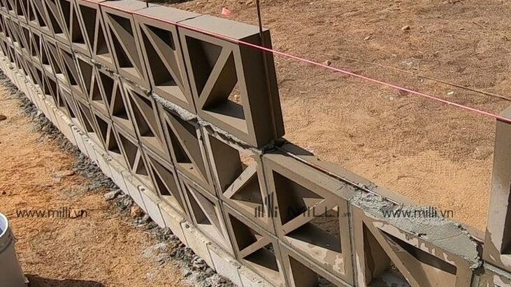 Thi công đo đạc gạch bông gió tam giác làm tường Milli HCM 20cm x 20cm giá rẻ mẫu mới
