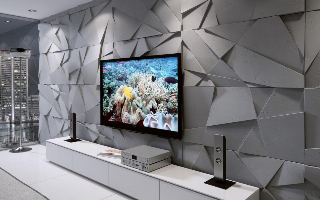 Gạch 3D Xi Măng Ốp Tường Sau Tivi Đẹp, Hiện Đại 2026