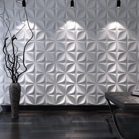 Cách trang trí nội thất bằng gạch 3D sọi thủy tinh sơn trắng