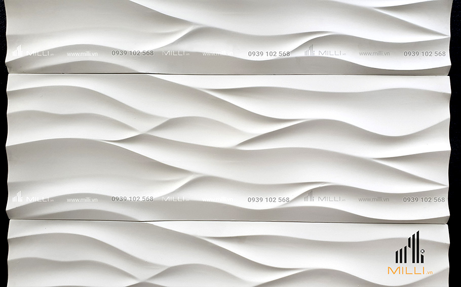 gạch 3D 333 1000 mẫu lượn sóng lớn ốp tường Milli mẫu mới màu trắng