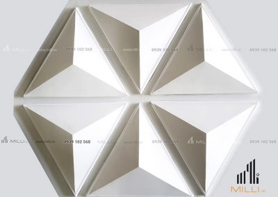 gạch 3D tam giác ốp tường Milli mẫu mới màu trắng