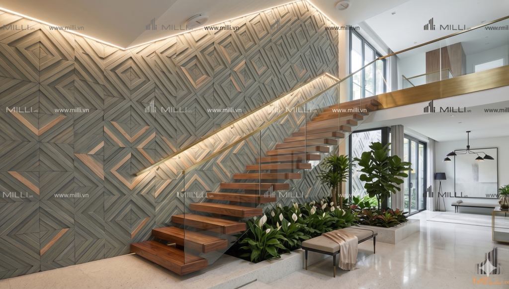 mẫu gạch 3d ốp tường phòng khách đẹp
