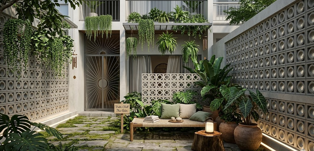 gạch bôn gió sân vườn
